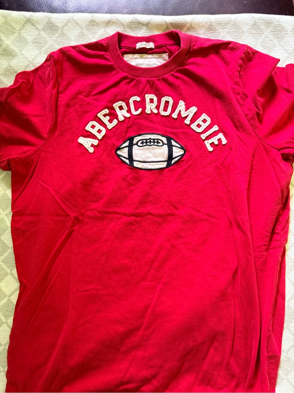 Vintage Abercrombie Men’s Red Football Logo Tee